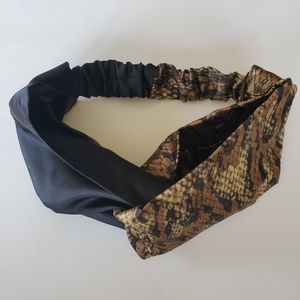 Snakeskin + Black Print Wide Turban Headband